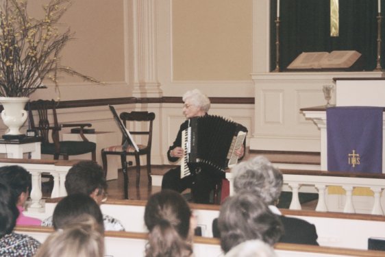Joan Gilyeat Moyer performs at the Meridian Street Methodist Church Chapel.