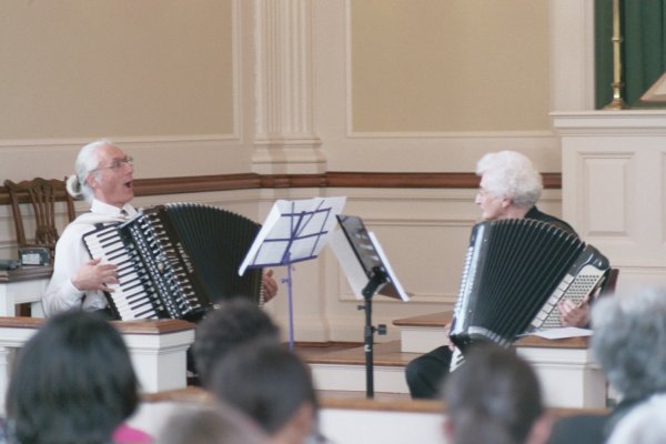 Henry Doktorski and Joan Gilyeat Moyer perform at the Meridian Street Methodist Church Chapel.