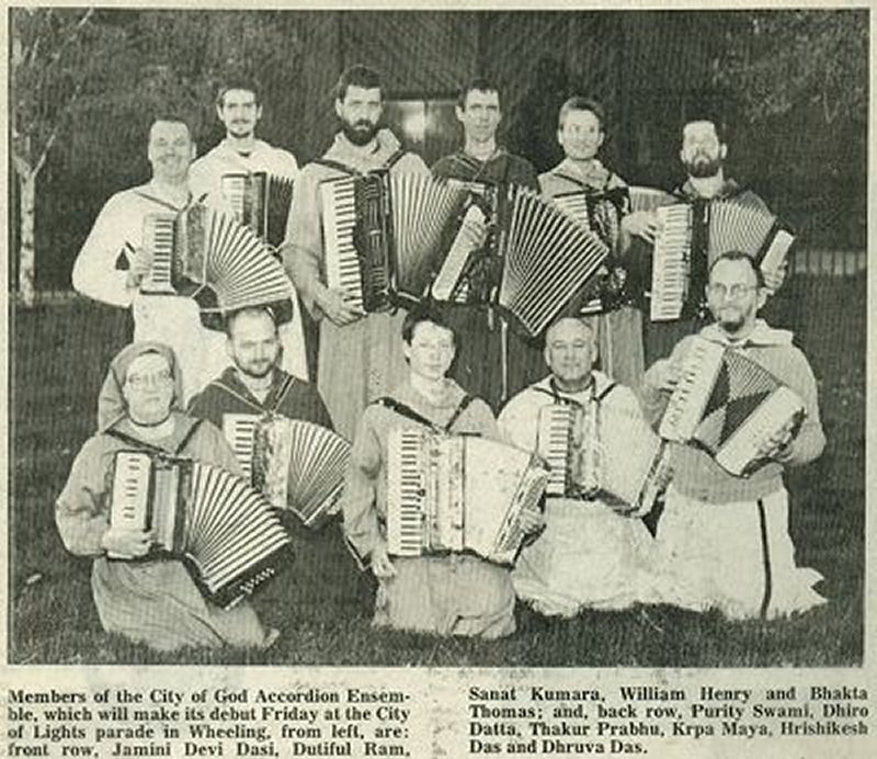 11 robed accordionists